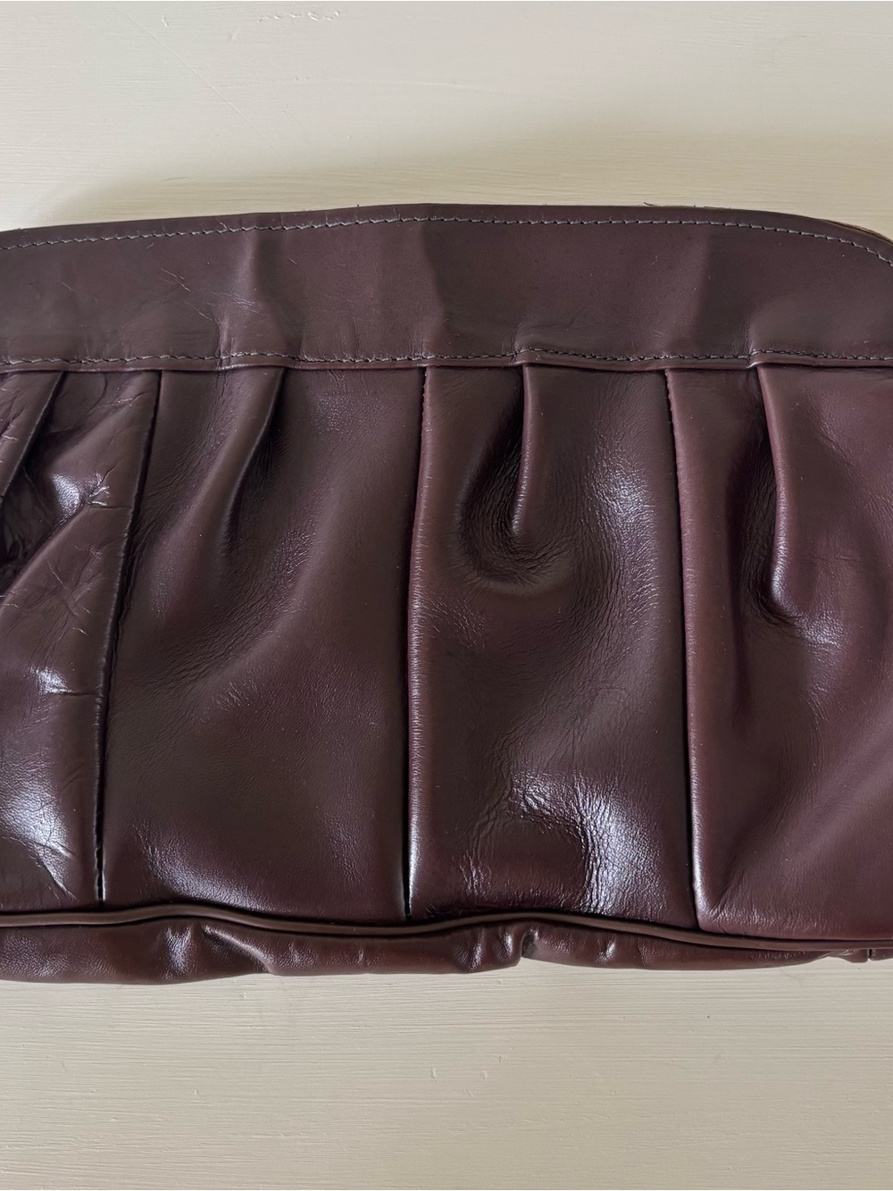 Vintage Pleated Women's Clutch in Burgundy made in the Dominican Republic